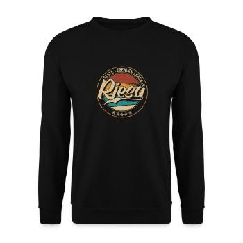 Riesa Echte Legenden leben in Riesaer - Unisex Pullover - Schwarz - Vorne - Alina (178cm) & Michal (187cm)