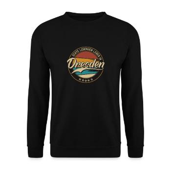 Dresden Echte Legenden leben in Dresdener - Unisex Pullover - Schwarz - Vorne - Alina (178cm) & Michal (187cm)