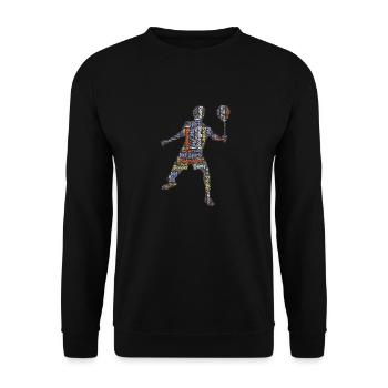 Badminton Federball Spieler - Unisex Pullover - Schwarz - Vorne - Alina (178cm) & Michal (187cm)