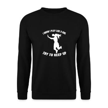 Joueuse de handball Mme Handball Joueuse de handball - Sweat-shirt Unisexe - noir - Devant - Alina (178cm) & Michal (187cm)
