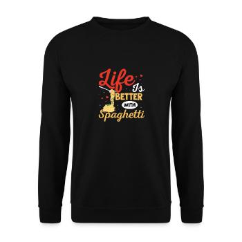 La vie est meilleure avec Spaghetti Pasta Lover Italian - Sweat-shirt Unisexe - noir - Devant - Alina (178cm) & Michal (187cm)