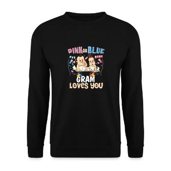 Pink or Blue Gram Loves You Best Grandma Ever - Unisex Sweatshirt - black - Front - Alina (178cm) & Michal (187cm)