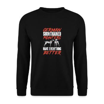 Chien GSP allemand à poil court - Sweat-shirt Unisexe - noir - Devant - Alina (178cm) & Michal (187cm)