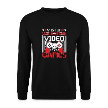 V is for Video Games No Valentines Day Video Conso - Unisex Sweatshirt - black - Front - Alina (178cm) & Michal (187cm)