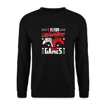 V is for Video Games No Valentines Couple Outfit - Unisex Sweatshirt - black - Front - Alina (178cm) & Michal (187cm)