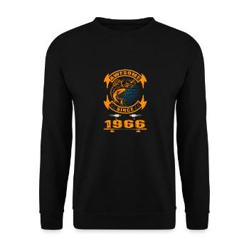 Awesome since 1966. Angel, Angler Geburtstag - Unisex Pullover - Schwarz - Vorne - Alina (178cm) & Michal (187cm)
