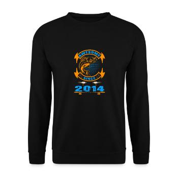 Génial depuis 2014. Angel, l’anniversaire du pêcheur - Sweat-shirt Unisexe - noir - Devant - Alina (178cm) & Michal (187cm)