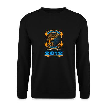 Awesome since 2012. Angel, Angler's Birthday - Unisex Sweatshirt - black - Front - Alina (178cm) & Michal (187cm)