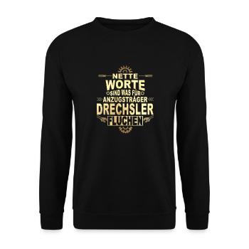 Drechseln Drechselbank Holz Drechsler - Unisex Pullover - Schwarz - Vorne - Alina (178cm) & Michal (187cm)