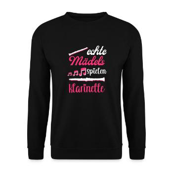 Klarinette Blasmusik Musikverein Orchester Jazz - Unisex Pullover - Schwarz - Vorne - Alina (178cm) & Michal (187cm)