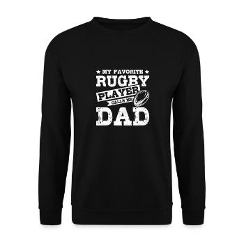 My favorite rugby player calls me dad - Unisex Pullover - Schwarz - Vorne - Alina (178cm) & Michal (187cm)