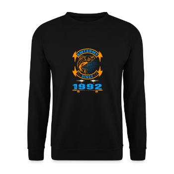 Awesome since 1992. Angel, Angler's birthday - Unisex Sweatshirt - black - Front - Alina (178cm) & Michal (187cm)