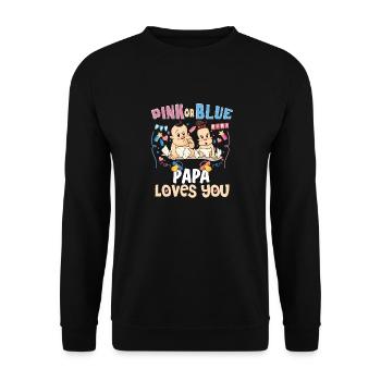 Pink or Blue Papa t’aime le meilleur papa de tous les temps - Sweat-shirt Unisexe - noir - Devant - Alina (178cm) & Michal (187cm)