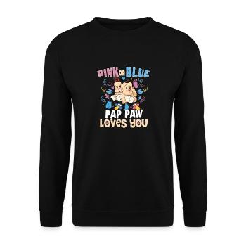 La patte de Pap rose ou bleue t’aime le meilleur grand-père de tous les temps - Sweat-shirt Unisexe - noir - Devant - Alina (178cm) & Michal (187cm)