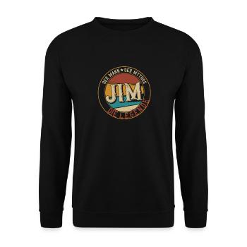Jim Der Mann der Mythos die Legende Geschenk - Unisex Pullover - Schwarz - Vorne - Alina (178cm) & Michal (187cm)