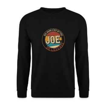 Joe Der Mann der Mythos die Legende Geschenk - Unisex Pullover - Schwarz - Vorne - Alina (178cm) & Michal (187cm)