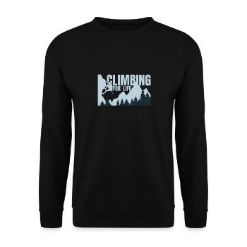 Climbing for life - Klettern Bergsteigen Berge - Unisex Pullover - Schwarz - Vorne - Alina (178cm) & Michal (187cm)