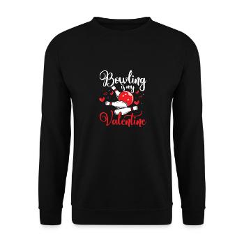 Bowling Is My Valentine Team Player StrikeBowler - Unisex Pullover - Schwarz - Vorne - Alina (178cm) & Michal (187cm)