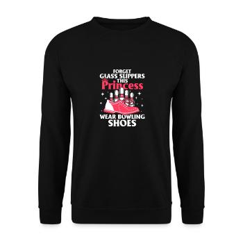 Forget Glass Slippers This Princess Wear Bowling S - Unisex Pullover - Schwarz - Vorne - Alina (178cm) & Michal (187cm)