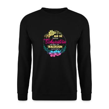 Nur Die Besten Freundinnen Werden Zur Trauzeugin B - Unisex Pullover - Schwarz - Vorne - Alina (178cm) & Michal (187cm)