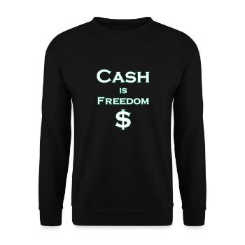 L’argent comptant est LIBERTÉ $ - blanc avec bordure verte - Sweat-shirt Unisexe - noir - Devant - Alina (178cm) & Michal (187cm)