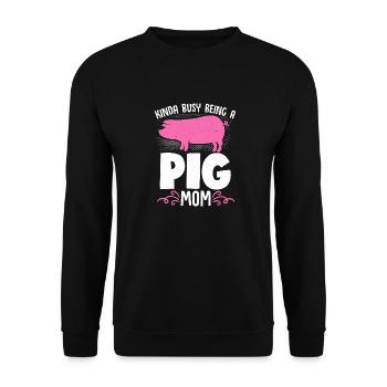 Schwein Mama Landwirt Mutter Schweineliebhaber Ban - Unisex Pullover - Schwarz - Vorne - Alina (178cm) & Michal (187cm)