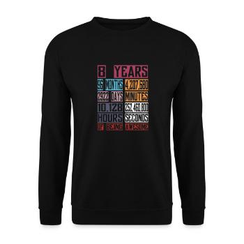 8 Years 96 Months Of Being Awesome 8th Birthday Co - Unisex Sweatshirt - black - Front - Alina (178cm) & Michal (187cm)