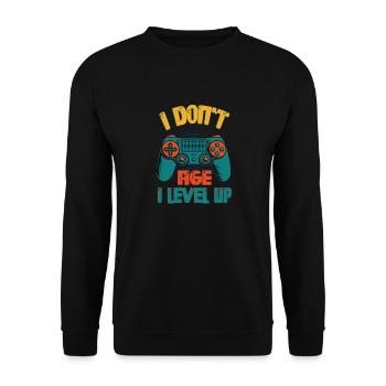 JE NE VIEILLIS PAS JE MONTE DE NIVEAU - Jeux - Sweat-shirt Unisexe - noir - Devant - Alina (178cm) & Michal (187cm)