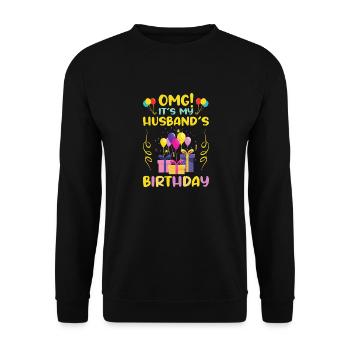OMG It's My Husband's Birthday Gaming Day - Unisex Sweatshirt - black - Front - Alina (178cm) & Michal (187cm)
