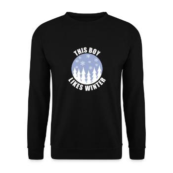 Un garçon aime la saison d'hiver confortable, - Sweat-shirt Unisexe - noir - Devant - Alina (178cm) & Michal (187cm)