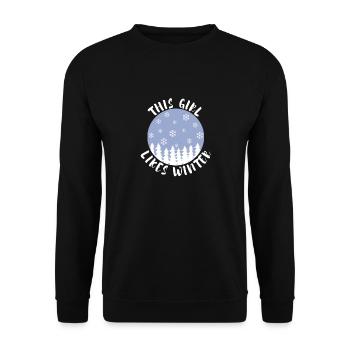 Une fille aime les journées d'hiver, la nature, le - Sweat-shirt Unisexe - noir - Devant - Alina (178cm) & Michal (187cm)
