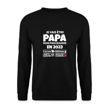 Prévisions pour 2023 Humour Futur Papa pour 2023 - Sweat-shirt Unisexe - noir - Devant - Alina (178cm) & Michal (187cm)