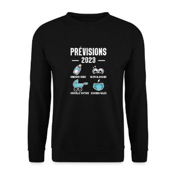 Prévisions pour 2023 Humour Futur Papa pour 2023 - Sweat-shirt Unisexe - noir - Devant - Alina (178cm) & Michal (187cm)