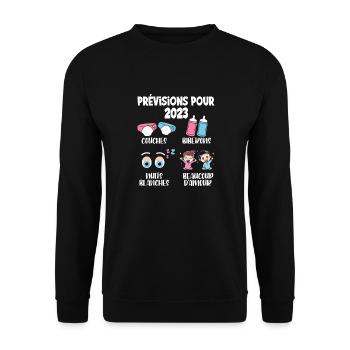 Grossesse Prévisions Pour 2023 Futur Papa et Maman - Sweat-shirt Unisexe - noir - Devant - Alina (178cm) & Michal (187cm)