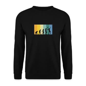 Evolution Tennis - Tennisspieler vintage Farben - Unisex Pullover - Schwarz - Vorne - Alina (178cm) & Michal (187cm)