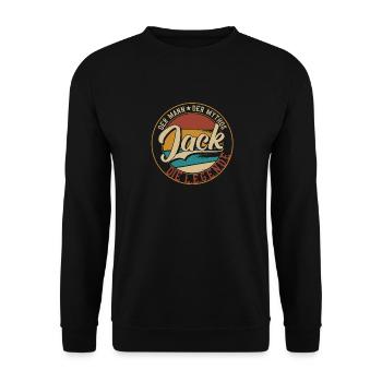Jack Der Mann der Mythos die Legende Geschenk - Unisex Pullover - Schwarz - Vorne - Alina (178cm) & Michal (187cm)