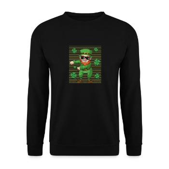 Funny Dancing Leprechaun St. Patrick's Day Lucky - Unisex Sweatshirt - black - Front - Alina (178cm) & Michal (187cm)