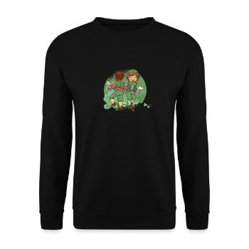 Funny Dancing Leprechaun St. Patrick's Day Lucky - Unisex Sweatshirt - black - Front - Alina (178cm) & Michal (187cm)
