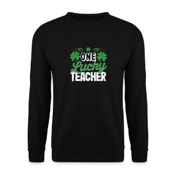 A happy teacher St. Patrick's Day Shamroc - Unisex Sweatshirt - black - Front - Alina (178cm) & Michal (187cm)