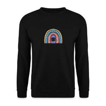Green four-leaf clover Rainbow St. - Unisex Sweatshirt - black - Front - Alina (178cm) & Michal (187cm)