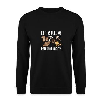 Pilzjagd Pilzjäger Pilzsammler Morchel Mykologe - Unisex Pullover - Schwarz - Vorne - Alina (178cm) & Michal (187cm)