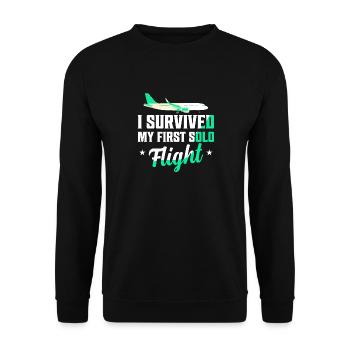 J’ai survécu à mon premier pilote en vol solo - Sweat-shirt Unisexe - noir - Devant - Alina (178cm) & Michal (187cm)