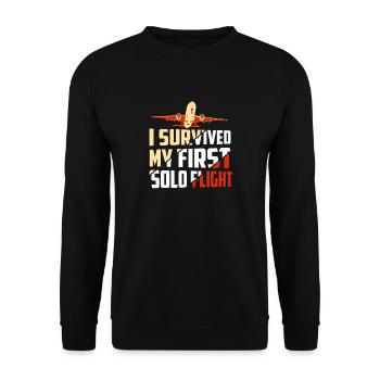 J’ai survécu à mon premier vol aérien en solo - Sweat-shirt Unisexe - noir - Devant - Alina (178cm) & Michal (187cm)