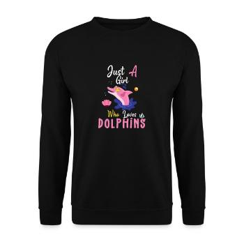 Juste une fille qui aime les dauphins - Sweat-shirt Unisexe - noir - Devant - Alina (178cm) & Michal (187cm)