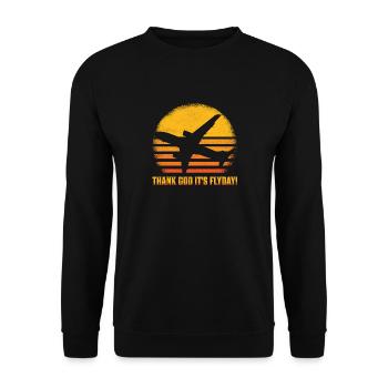 Dieu merci, c’est le jour du vol! Aviation Pilote Compagnie aérienne - Sweat-shirt Unisexe - noir - Devant - Alina (178cm) & Michal (187cm)