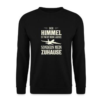 Der Himmel ist nicht meine Grenze Fliegen Pilot - Unisex Pullover - Schwarz - Vorne - Alina (178cm) & Michal (187cm)