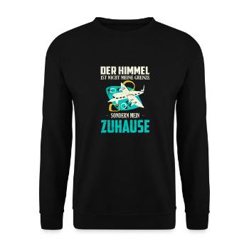Der Himmel ist nicht meine Grenze Pilot Fliegen - Unisex Pullover - Schwarz - Vorne - Alina (178cm) & Michal (187cm)