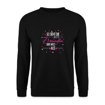 So sieht die beste Freundin der Welt aus - Mädelsa - Unisex Pullover - Schwarz - Vorne - Alina (178cm) & Michal (187cm)