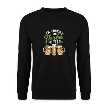 Ich trinke dieses Jahr für drei St. Patricks Day - Unisex Pullover - Schwarz - Vorne - Alina (178cm) & Michal (187cm)