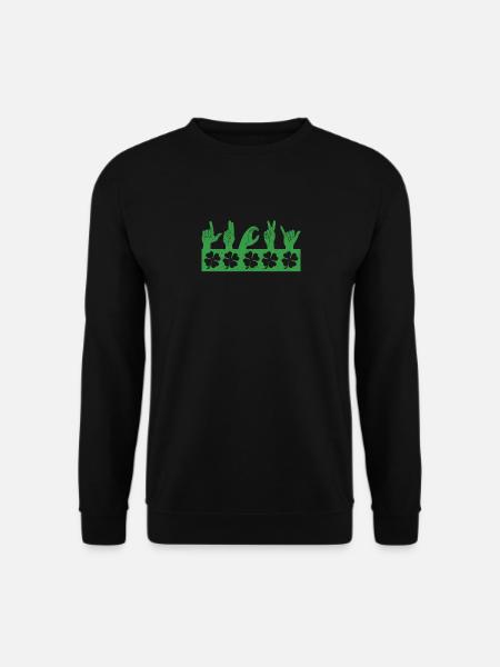 Lucky Sign Language Deaf St Patricks Day Irish - Unisex Pullover - Schwarz